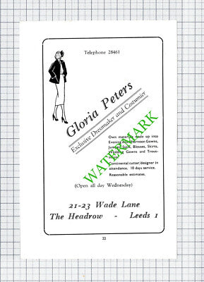 Gloria Peters Dressmaker Costumier Leeds Small Advert - 1950 Cutting