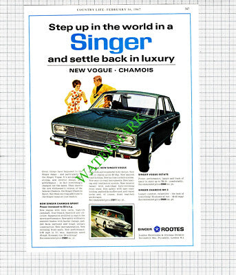 Singer Vogue Car Advert - 1967 Cutting
