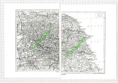 Map Of Yorkshire   - 1920's TWO-PART Cutting / Print