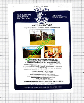 Argyll Kintyre / 77 Addison Road Holland Park London Sale Advert -1991 Cutting