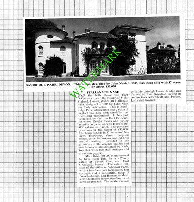 Sandridge Park Devon Stoke Gabriel - 1967 Cutting