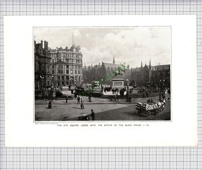 8894) LEEDS City Square  - c.1900 Print / Cutting