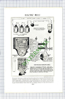 How An Electric Bell Works - c.1920s Cutting / Print