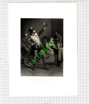 Taming Of The Shrew Katharina & Petruchio  Shakespeare -  c.1880 Antique Print