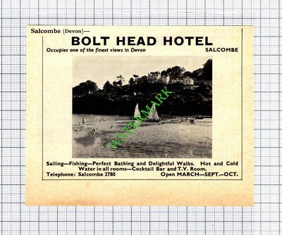 The Fortfield Hotel Sidmouth MJ Stacey / Bolt Head Salcombe -1965 Small Cutting