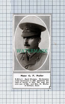 C4832) Major G F Muller RMLI Royal Marine Light Infantry - 1915 Small Clip