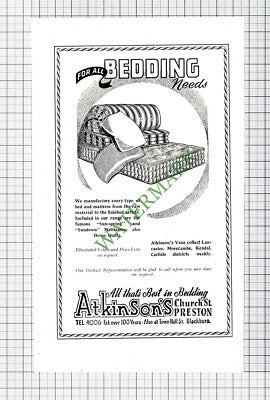C7807) Atkinson's Bedding Preston Advert - 1952 Cutting