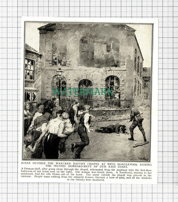 C5503) West Hartlepool Bombardment Baptist Chapel World War One - c.1918 Cutting