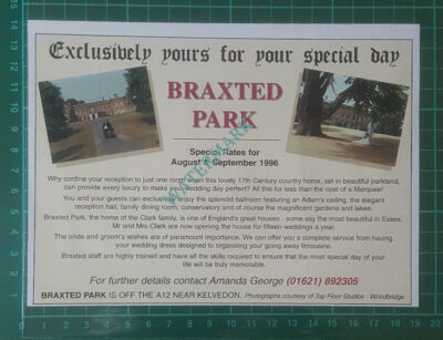C2708) Braxted Park Clark Family Advert - 1996 Clip