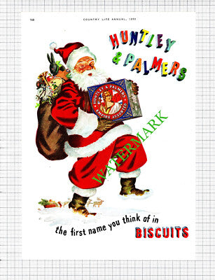 Huntley & Palmers Biscuits Christmas / Biggs of Maidenhead Advert - 1950 Cutting