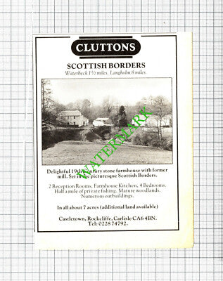 Waterbeck Farmhouse Mill Scottish Borders Sale Advert  - 1989 Cutting