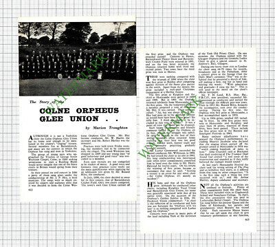 Colne Orpheus Glee Union Hey Hazlitt Hartley Luther Greenwood   -  1962 Article