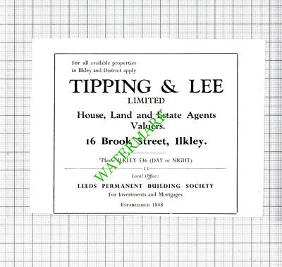 Tipping & Lee Ilkley Yorkshire Small Advert - 1962 Cutting