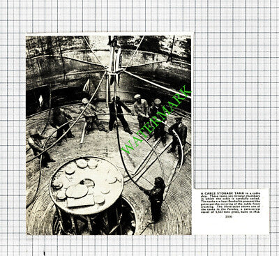 Cable Storage Tank FARADAY Ship  - 1930s Cutting
