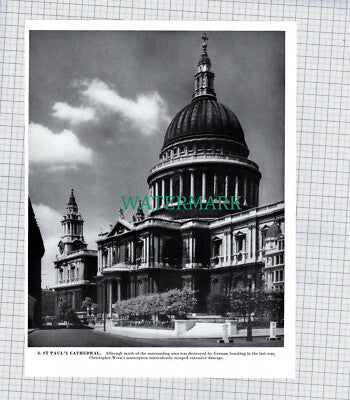 X1961) Whitehall London  Aerial View / St Paul's Cathedral  -  1960s Book Print
