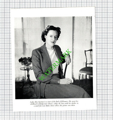 Lady Alice Egerton Earl of Ellesmere - 1953 Cutting / Print