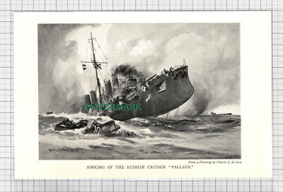C3670) Sinking Of The Russian Cruiser PALLADA - c.1920s Clip