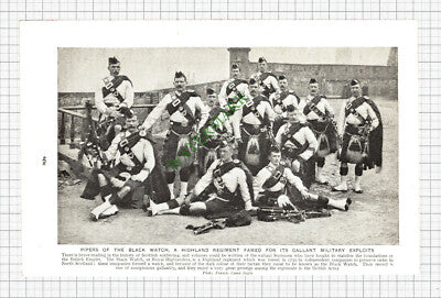 Black Watch Pipers  - c.1930s Cutting / Print