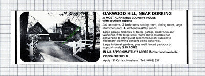 Oakwood Hill Dorking House Sale Advert - 1981 Cutting