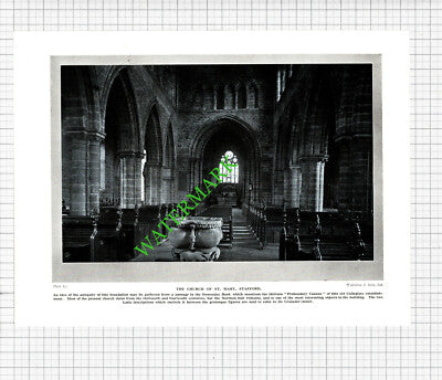 Church Of St Mary Stafford / Lichfield Aerial View - 1920's Cutting / Print