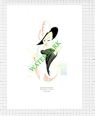 Mae West Caricature Victor Hicks - 1935 CUTTING