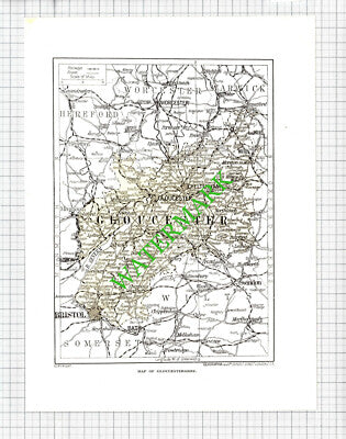 Gloucestershire Map - 1920's Cutting / Print