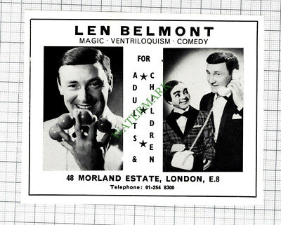 Len Belmont Entertainer Morland Estate London Advert  - 1968  Cutting