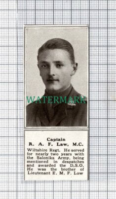 C5339) Captain RAF Law Wiltshire Regiment World War One - Small Clip 1918
