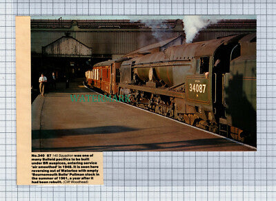 C4893) Railway Engine No 34087 145 Squadron Waterloo Station - 1990s Cutting