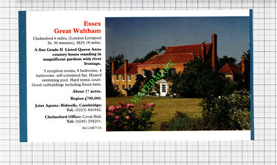 Great Waltham Essex  / Wickham Hampshire House Sale Advert - 1991 Cutting