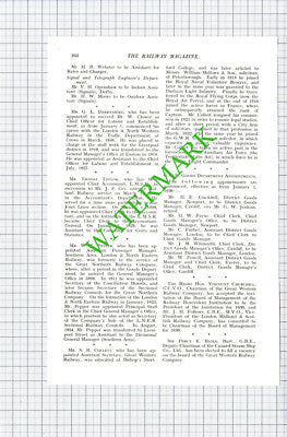 Ernest Taylor Darbyshire LMSR  WJ Pepper LNER Collett Great Western Railway 1930
