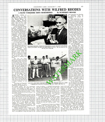 Wilfred Rhodes Cricketer - 1980 Article