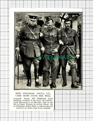 C5681) Corporal Angus 8th Highland Light Infantry WW1 War One - c.1918 Cutting