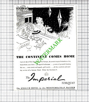 The Imperial Hotel Torquay Devon Small Advert  - 1950 Cutting