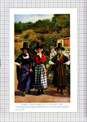 Llangwm Wales Welsh Costumes  - c.1950s Book Print
