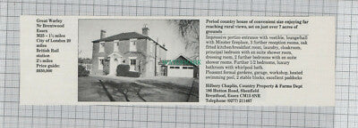 C7733) Great Warley Essex / Swaffham Bulbeck Cambridge  - 1989 House Advert