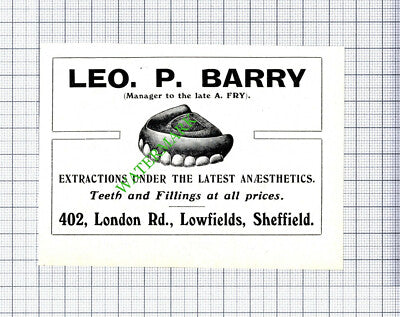 Leo P Barry Dentist Lowfields Sheffield / Joseph Hobson & Son Brass 1910 Cutting