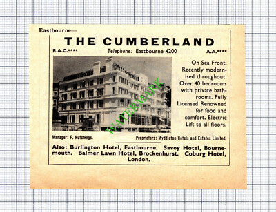 Langham Hotel Eastbourne Martyr / The Cumberland F Hutchings -1965 Small Cutting