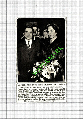 King Hussein Of Jordan Queen Zein Sandhurst - 1952 Small Cutting