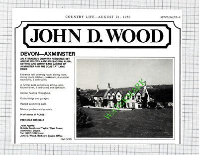 Axminster Devon House Sale Advert - 1980 Cutting