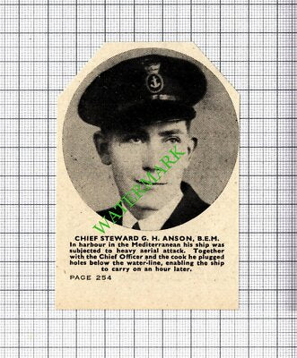 Chief Steward G H Anson WW2 - 1943 Small Cutting