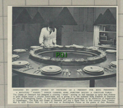 C861) Queen of Denmark Rotating Food Wheel King Frederik Fredensborg - 1951