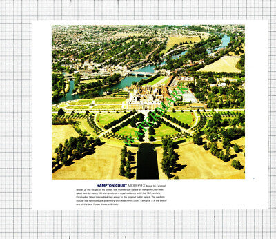 Harlech Castle Wales / Hampton Court Aerial View  c.1990s Cutting / Print