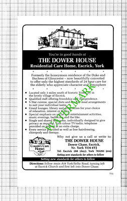 The Dower House Care Home Escrick York Advert  - 1986 Cutting