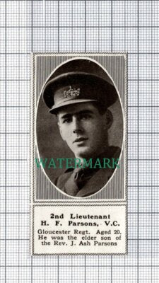 C5307) 2nd Lt H F Parsons Gloucester Regiment Rev J Ash Parsons 1918 SMALL Clip
