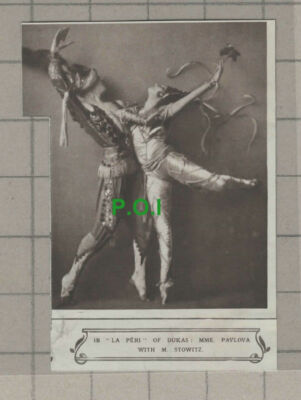 C889) Mme Pavlova With M Stowitz In La Peri of Dukas - 1920  Cutting