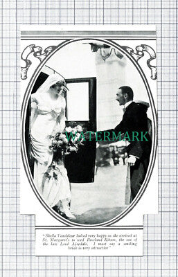 C5901) Sheila Vandeleur Rowland Kitson Wedding Lord Airedale - 1913 Cutting
