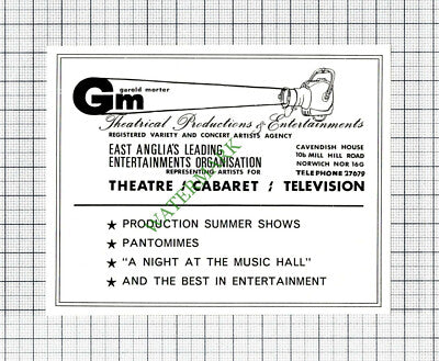 Gerald Morter GM Theatrical Productions Norwich Advert - 1968 Cutting