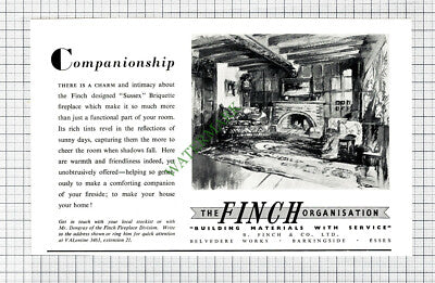 C4334) The Finch Organisation Fireplace  Advert - 1948 Cutting
