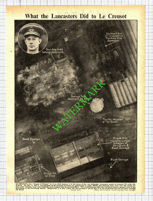 LE CREUSOT Bombed Schneider Armament Works Wing Comm L C Slee WW2 -1942 Cutting